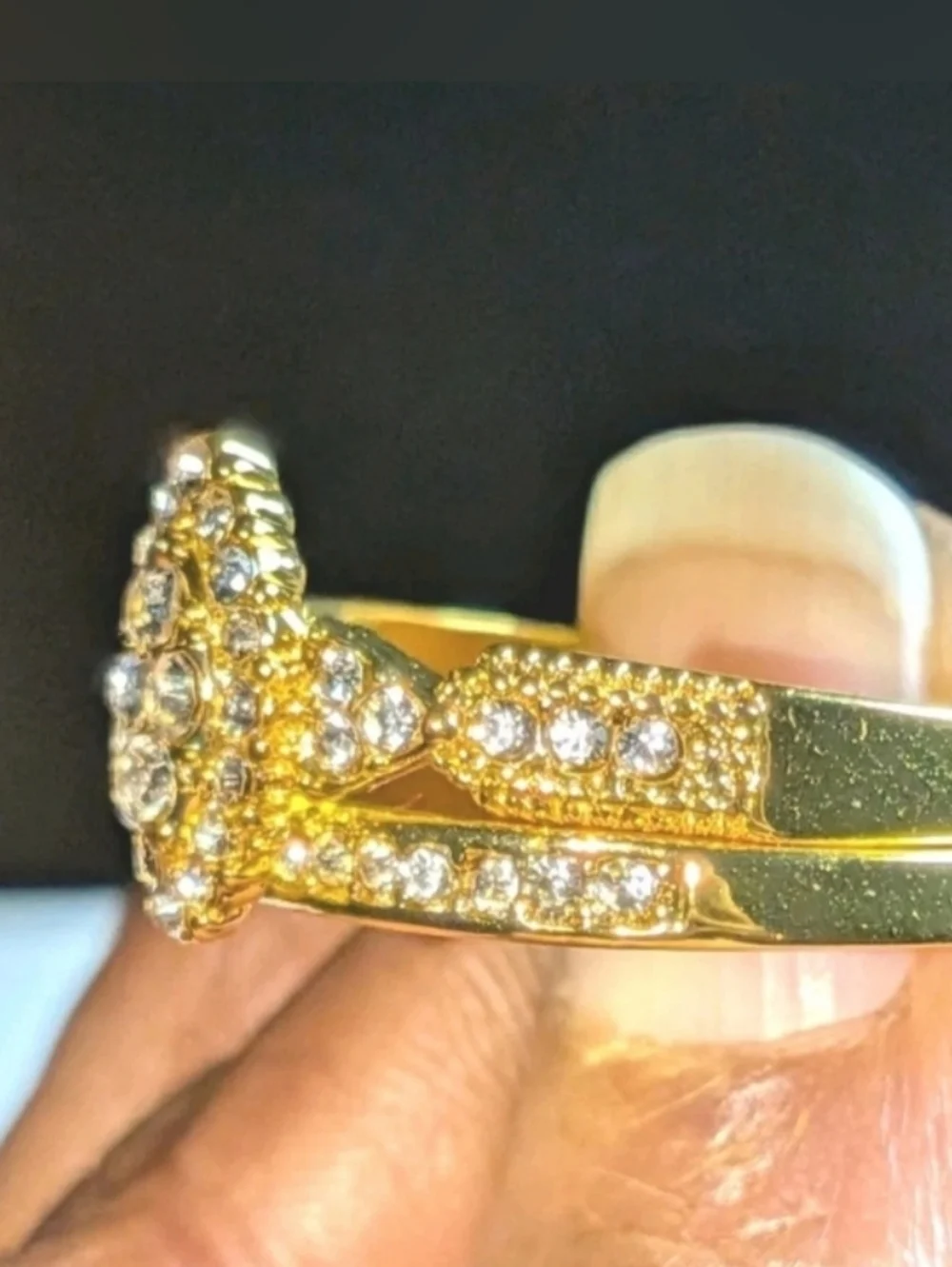 2ct Two Piece Lab Created Engagement Bridal Ring Set 14k Yellow Gold Plated Sz10